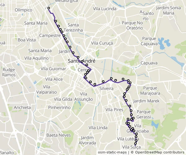 Mapa do itinerário da linha