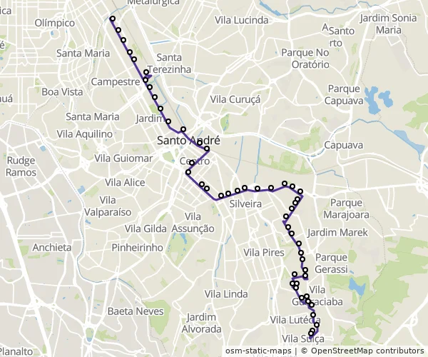 Mapa do itinerário da linha