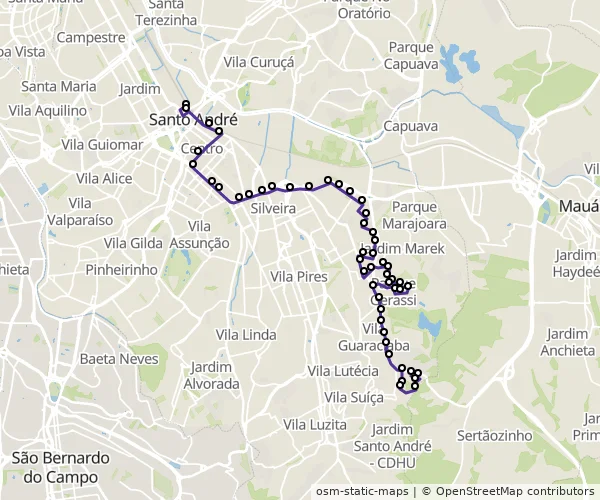 Mapa do itinerário da linha