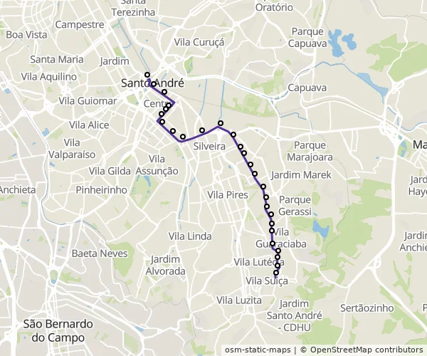 Mapa do itinerário da linha