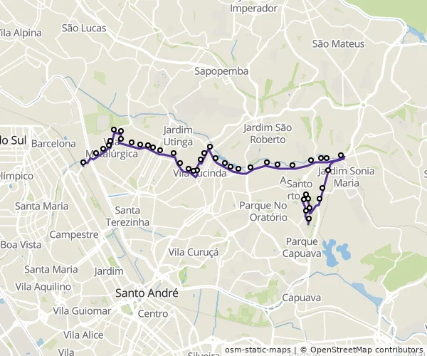Mapa do itinerário da linha