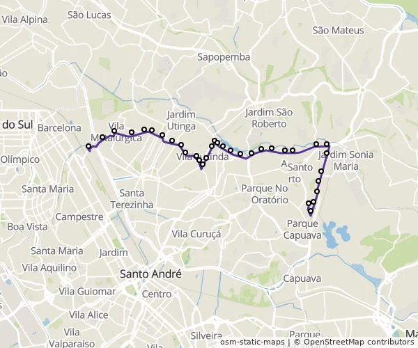 Mapa do itinerário da linha