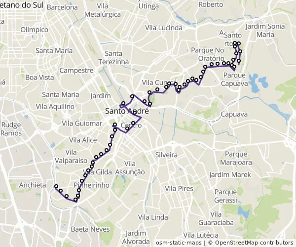 Mapa do itinerário da linha