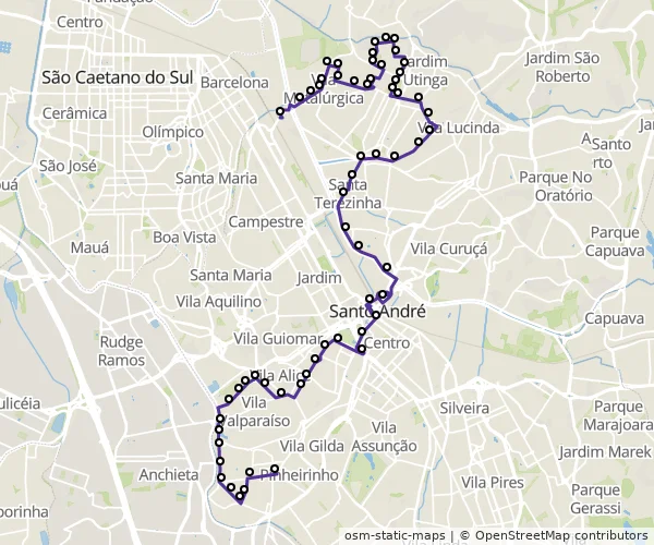 Mapa do itinerário da linha