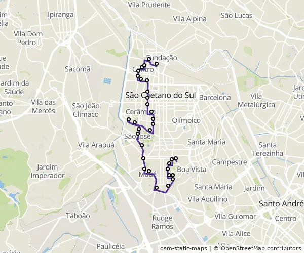 Mapa do itinerário da linha