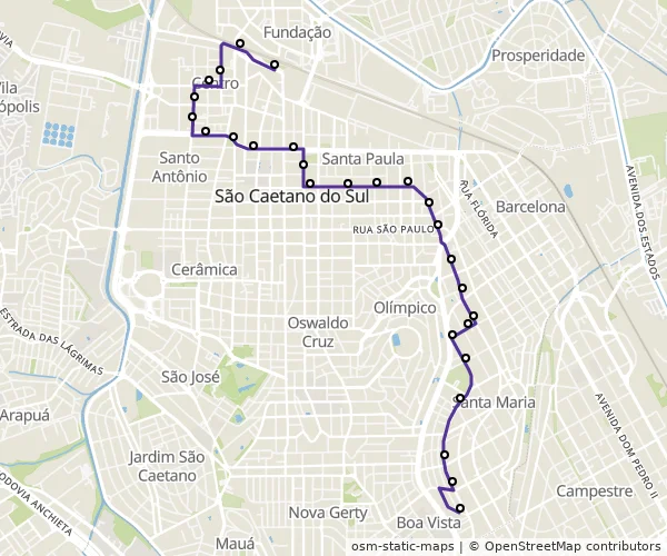 Mapa do itinerário da linha