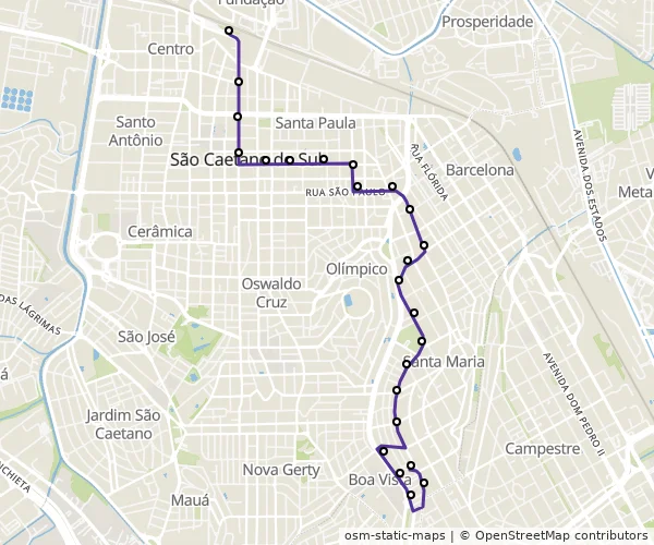 Mapa do itinerário da linha