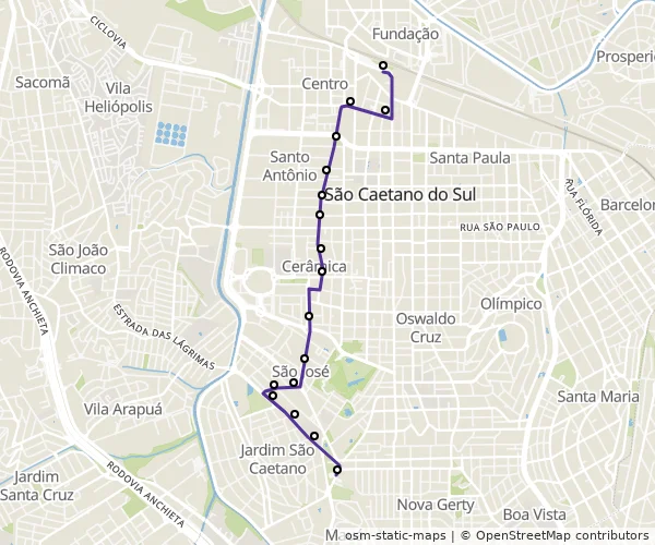 Mapa do itinerário da linha