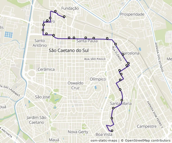 Mapa do itinerário da linha