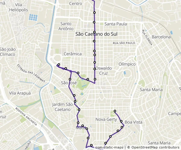 Mapa do itinerário da linha