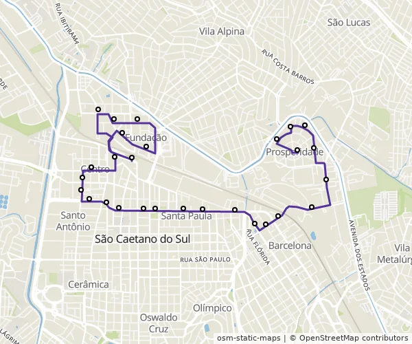 Mapa do itinerário da linha