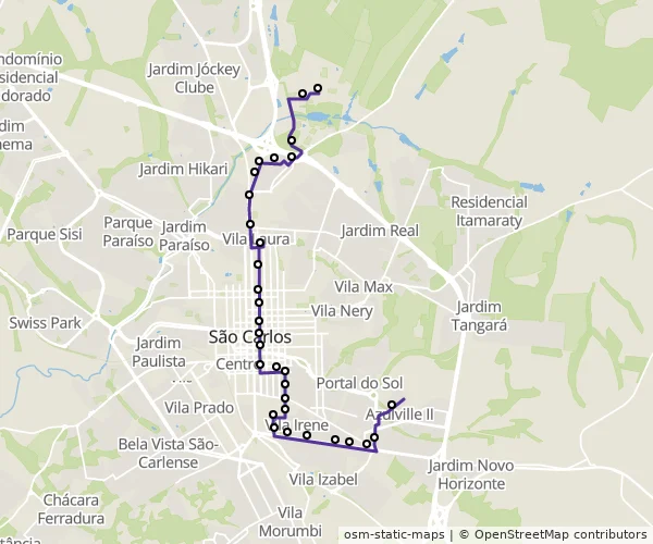Mapa do itinerário da linha