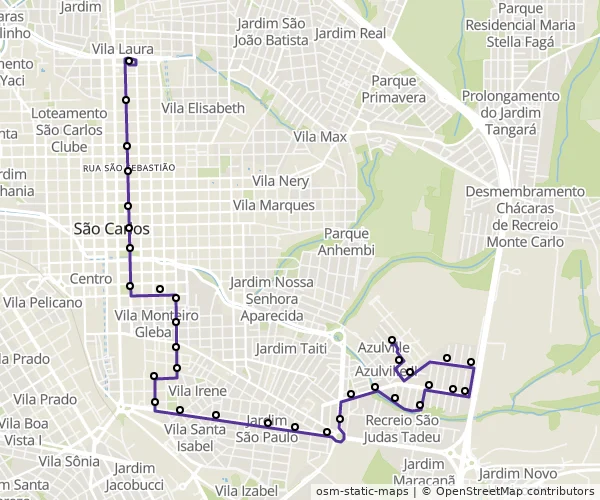 Mapa do itinerário da linha