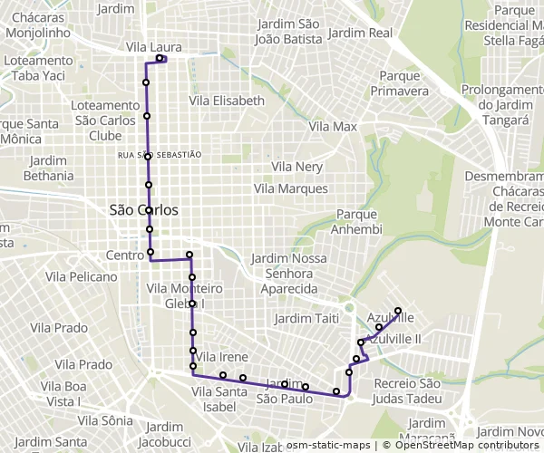 Mapa do itinerário da linha