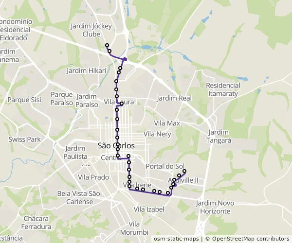 Mapa do itinerário da linha