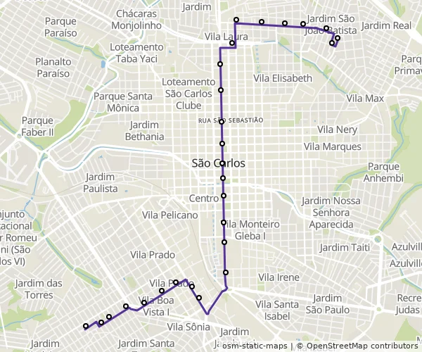 Mapa do itinerário da linha