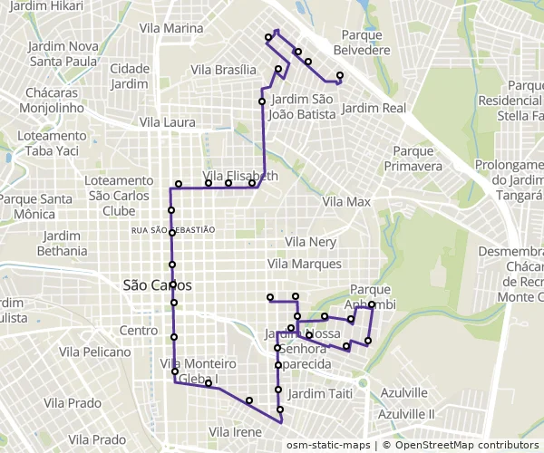 Mapa do itinerário da linha