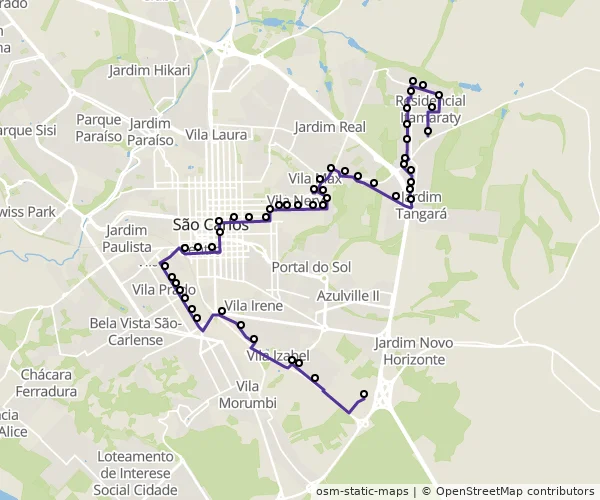 Mapa do itinerário da linha