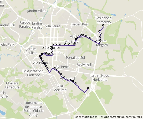 Mapa do itinerário da linha