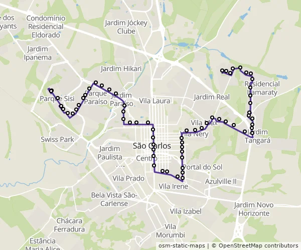 Mapa do itinerário da linha