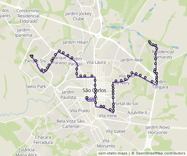 Mapa do itinerário da linha