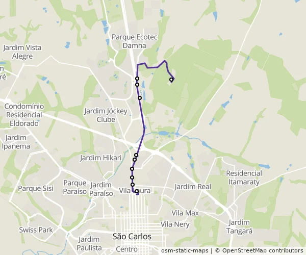 Mapa do itinerário da linha