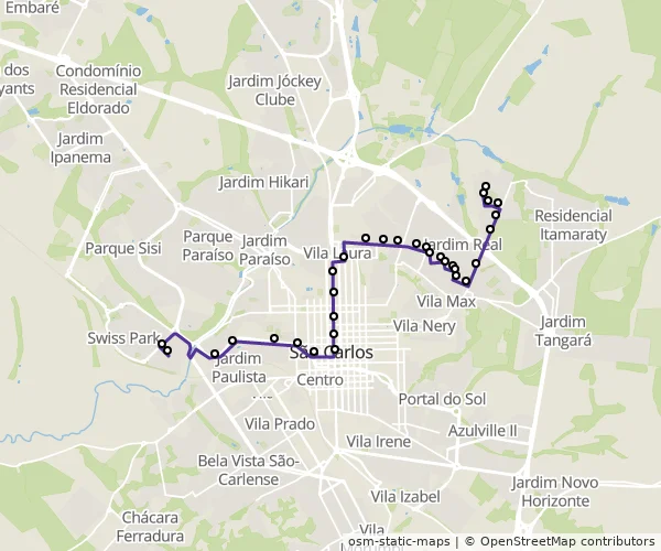 Mapa do itinerário da linha