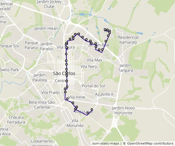 Mapa do itinerário da linha