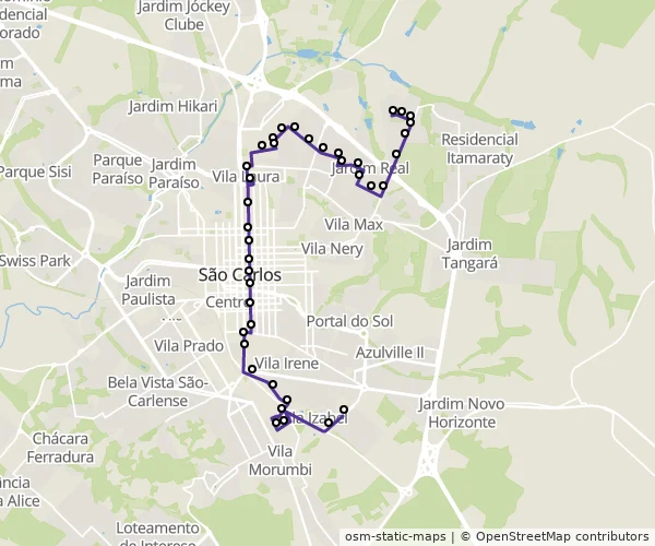 Mapa do itinerário da linha