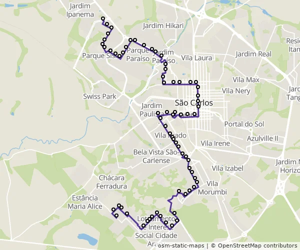 Mapa do itinerário da linha