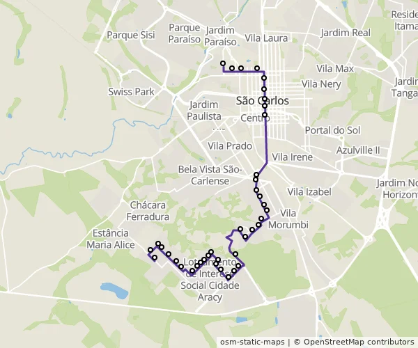 Mapa do itinerário da linha