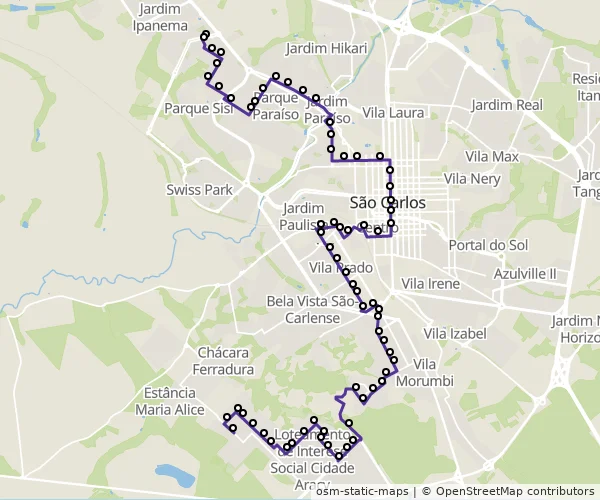 Mapa do itinerário da linha