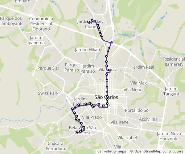 Mapa do itinerário da linha