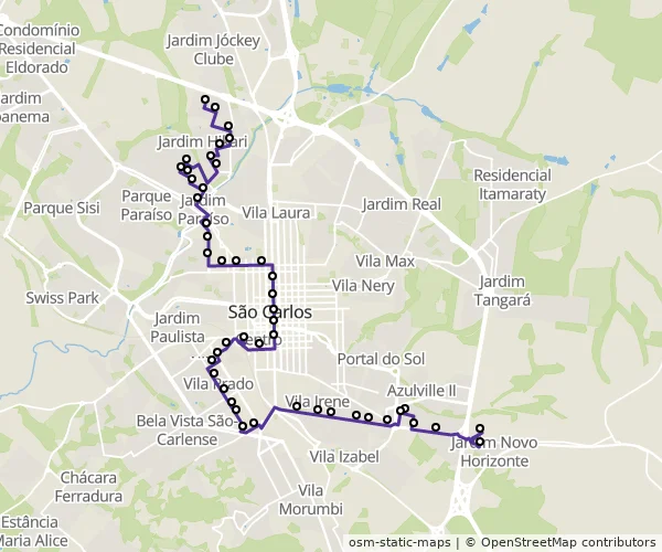 Mapa do itinerário da linha