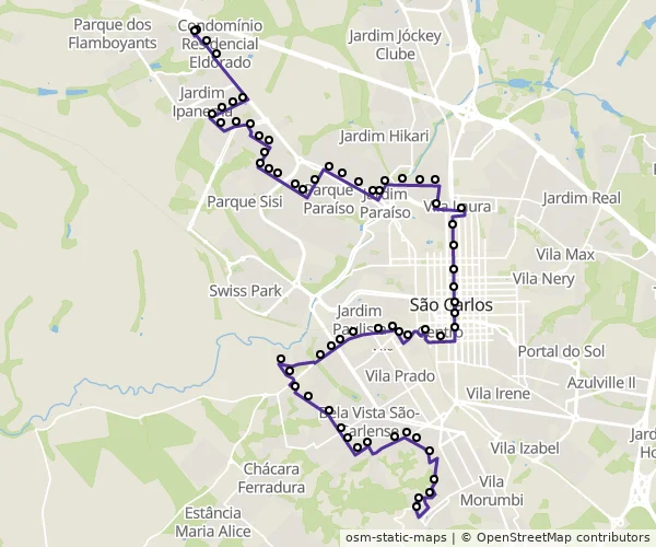 Mapa do itinerário da linha