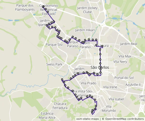 Mapa do itinerário da linha