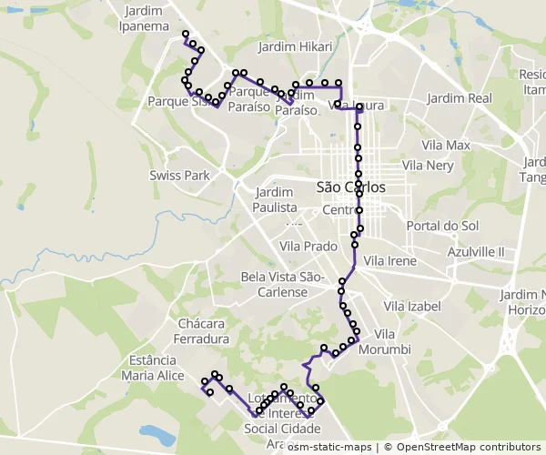 Mapa do itinerário da linha