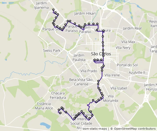 Mapa do itinerário da linha