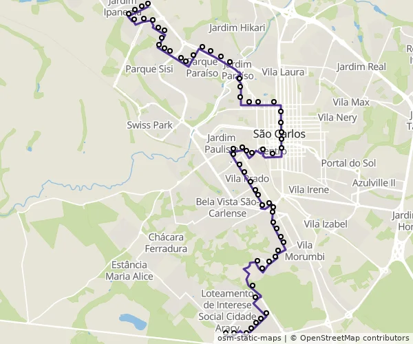 Mapa do itinerário da linha