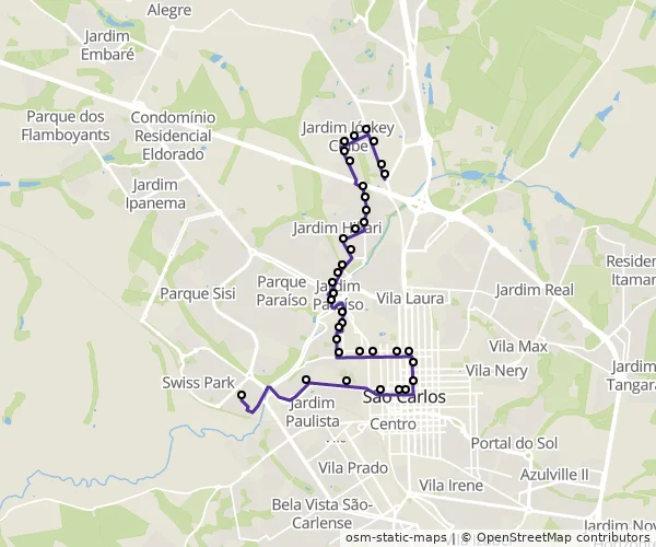 Mapa do itinerário da linha
