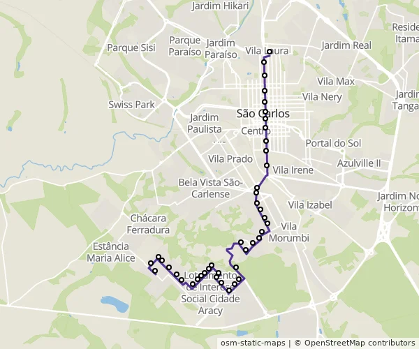 Mapa do itinerário da linha