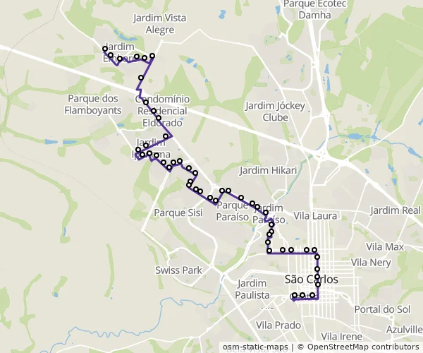 Mapa do itinerário da linha
