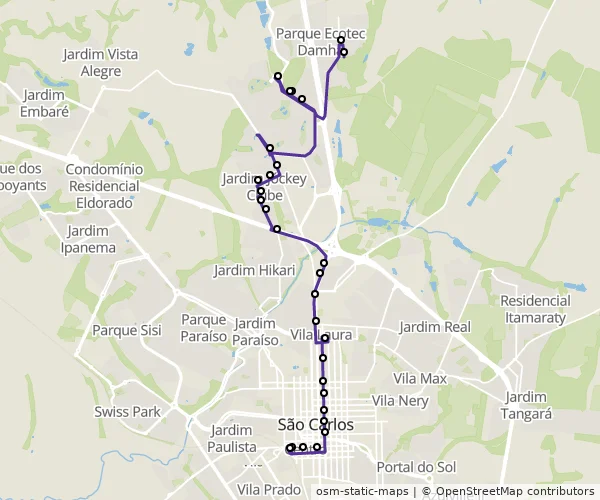 Mapa do itinerário da linha