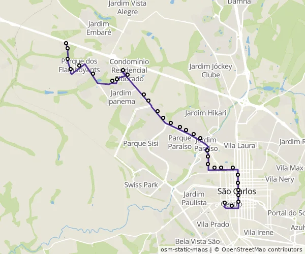 Mapa do itinerário da linha