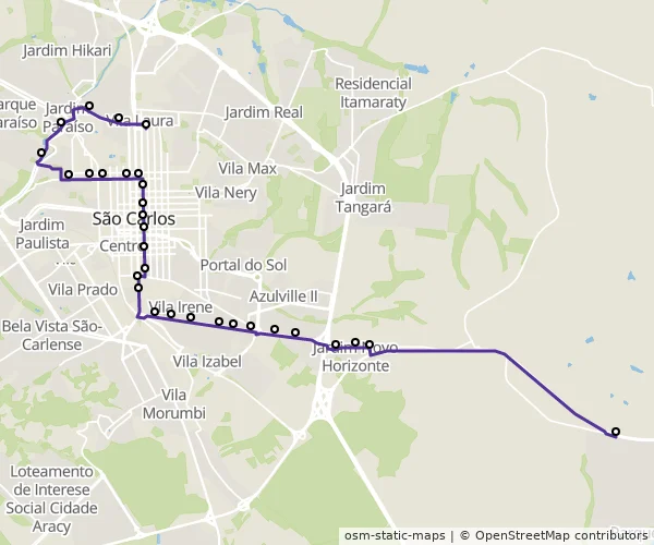 Mapa do itinerário da linha