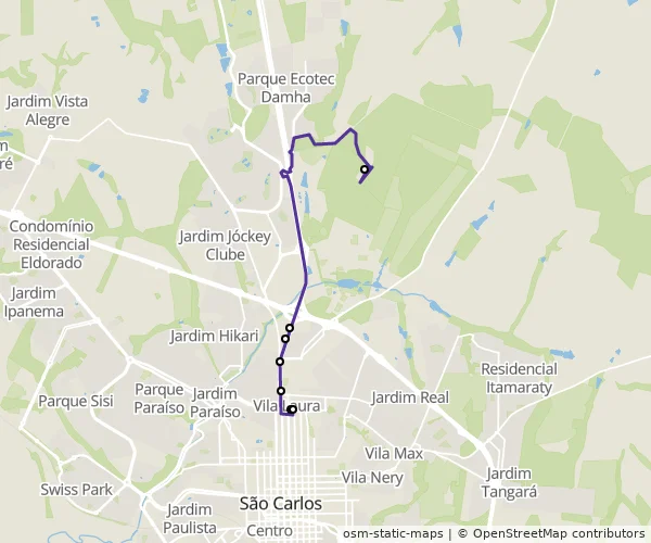Mapa do itinerário da linha
