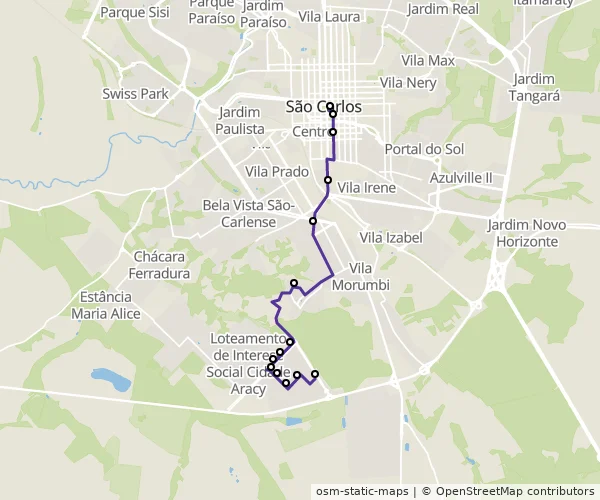 Mapa do itinerário da linha