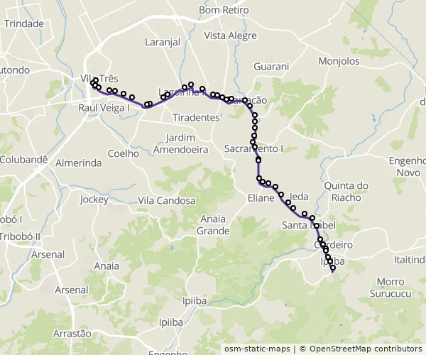 Mapa do itinerário da linha