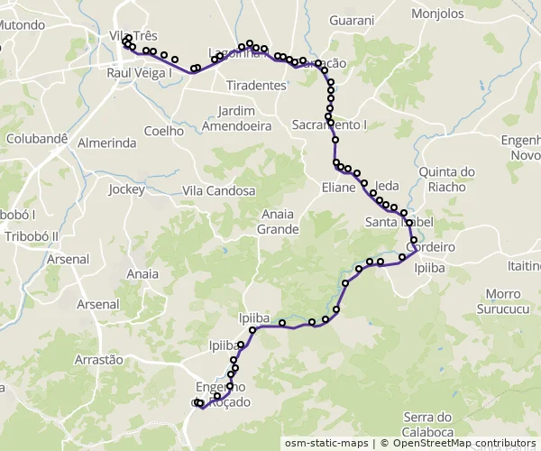 Mapa do itinerário da linha