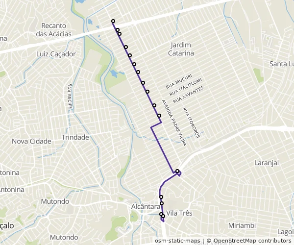 Mapa do itinerário da linha